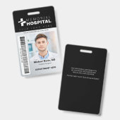 Black Hospital ID Abzeichen mit Foto und Strichcod Ausweis (Vorder- & Rückseite)