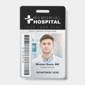 Black Hospital ID Abzeichen mit Foto und Strichcod Ausweis (Vorderseite)