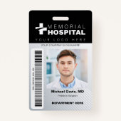 Black Hospital ID Abzeichen mit Foto und Strichcod Ausweis (Vorderseite)
