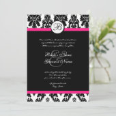 Black Hot Pink Damask Einladung zur Hochzeit (Stehend Vorderseite)