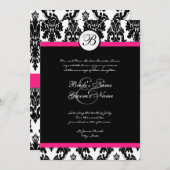 Black Hot Pink Damask Einladung zur Hochzeit (Vorne/Hinten)
