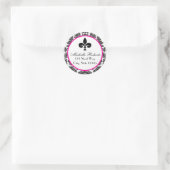 Black & Hot Pink Damask Fleur De Lys Address Label Runder Aufkleber (Tasche)