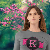 Black Hot Pink Greves Girly Glam Monogram Name T-Shirt