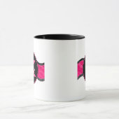 Black Hot Pink Greves Girly Glam Monogram Name Tasse (Zentrum)
