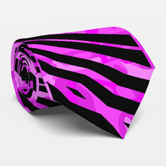 Black & Hot Pink Lava Zebra pattern Mens Tie Krawatte (Gerollt)