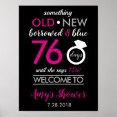 Black Hot Pink White Silver Bridal Polterabend Poster (Vorne)