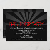 Black Hot Red Lights Bachelor Party Einladung (Vorne/Hinten)