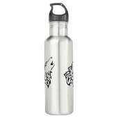Black Howling Wolf Tribal Vector Name Edelstahlflasche (Rückseite)