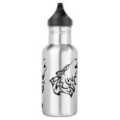 Black Howling Wolf Tribal Vector Name Edelstahlflasche (Rechts)
