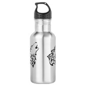 Black Howling Wolf Tribal Vector Name Edelstahlflasche (Rückseite)