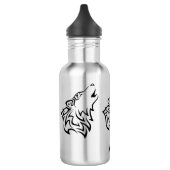 Black Howling Wolf Tribal Vector Name Edelstahlflasche (Links)