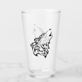 Black Howling Wolf Vector Tribal Glas (Rückseite)