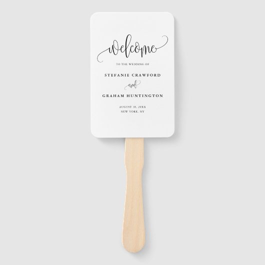 Black Hübsch Calligraphy Script Wedding Program Fächer (Vorderseite)