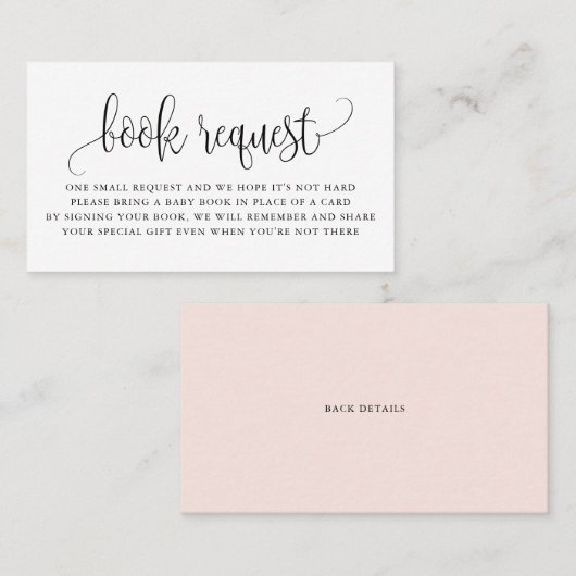 Black Hübsch Script Baby Shooting Book Request Car Visitenkarte (Vorne/Hinten)