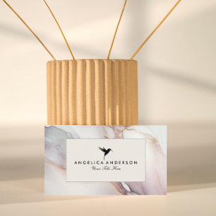 Black Humming Bird Marble Texture Business Card Visitenkarte