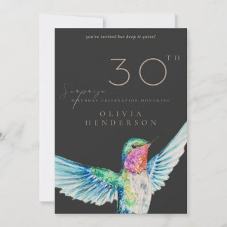 Black Hummingbird ANY Surprise Birthday Invitation Einladung