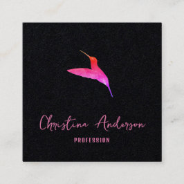 Black Hummingbird Square Business Card Quadratische Visitenkarte