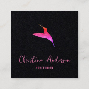 Black Hummingbird Square Business Card Quadratische Visitenkarte