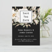Black Hydrangea Save the Date Karte (Stehend Vorderseite)