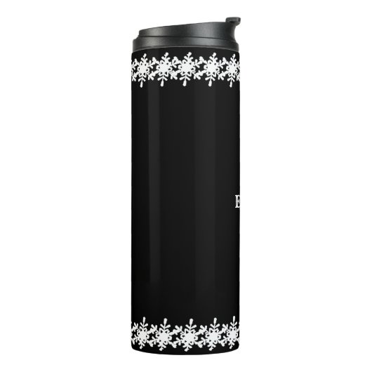Black I Liebe Custom City Snowflake Muster Thermosbecher (Nach links gedreht)
