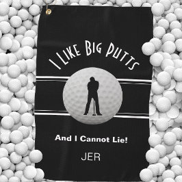 Black I like Big Putts Golfer Spaß Funny Monogram Golfhandtuch