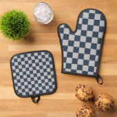 Black ice checkered board pattern ofenhandschuh & Topflappen-Set (Oben Unten)