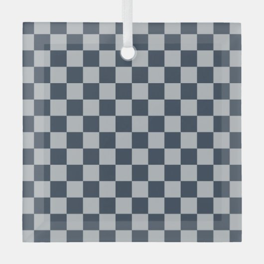 Black ice checkered board pattern ornament aus glas (Vorderseite)