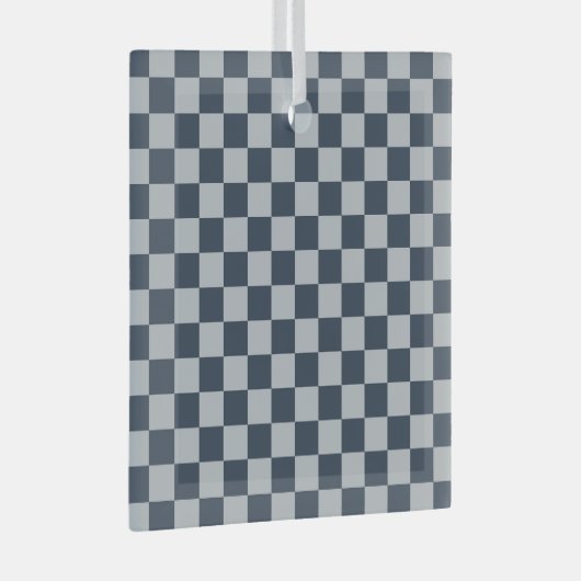 Black ice checkered board pattern ornament aus glas (Vorderseite Rechts)