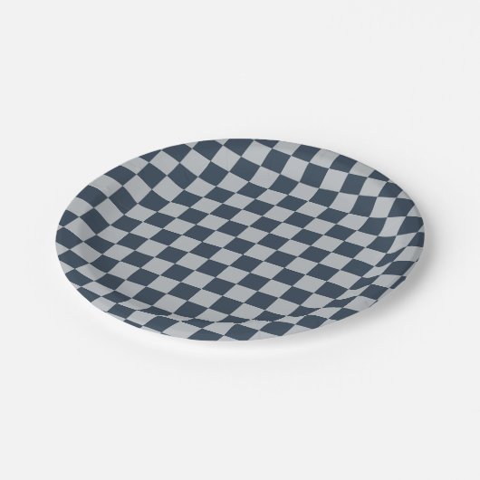 Black ice checkered board pattern pappteller (Schrägansicht)