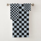 Black ice checkered pattern badhandtuch set (Insitu)