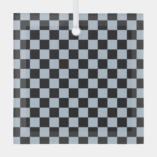 Black ice checkered pattern ornament aus glas (Vorderseite)