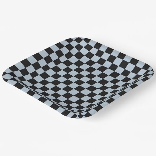 Black ice checkered pattern pappteller (Gewinkelt)