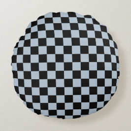 Black ice checkered pattern rundes kissen