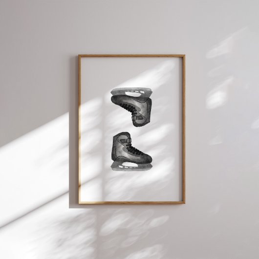 Black Ice Hockey Skate Wandkunst Poster
