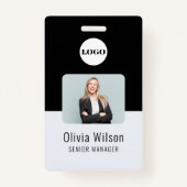 Black ID Card | Business Logo Employee Photo Ausweis (Vorderseite)