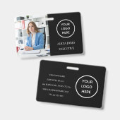Black ID Card Company Mitarbeiter Abzeichen Modern Ausweis (Front & Back)