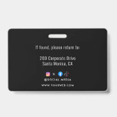 Black ID Card | Moderner Minimalistischer Mitarbei Ausweis (Rückseite)