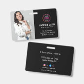 Black ID Card | Moderner Minimalistischer Mitarbei Ausweis (Vorder- & Rückseite)