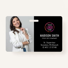 Black ID Card | Moderner Minimalistischer Mitarbei Ausweis