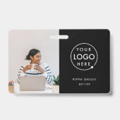 Black ID Card | Moderner Minimalistischer Mitarbei Ausweis (Vorderseite)