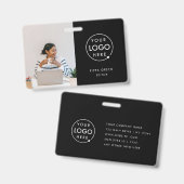 Black ID Card | Moderner Minimalistischer Mitarbei Ausweis (Vorder- & Rückseite)