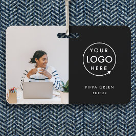 Black ID Card | Moderner Minimalistischer Mitarbei Ausweis