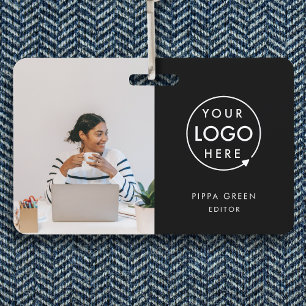 Black ID Card   Moderner Minimalistischer Mitarbei Ausweis