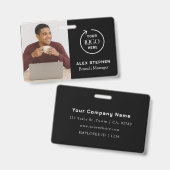Black ID Card | Moderner Minimalistischer Mitarbei Ausweis (Vorder- & Rückseite)