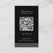 Black IG, FB, YouTube Social Modern QR Code Visitenkarte (Vorderseite)