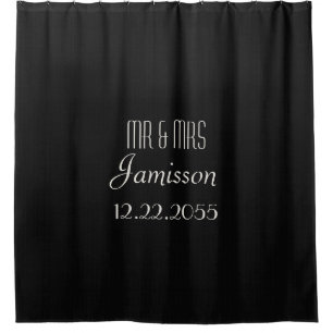 Black Imitate Burlap Duschvorhang MR & MRS.