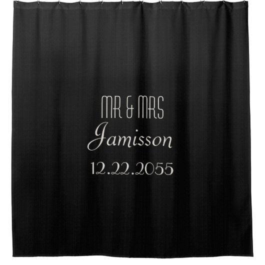 Black Imitate Burlap Duschvorhang MR & MRS. (Vorderseite)