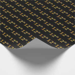 Black, Imitate Gold 12. (Zwölfte) Event Geschenkpapier
