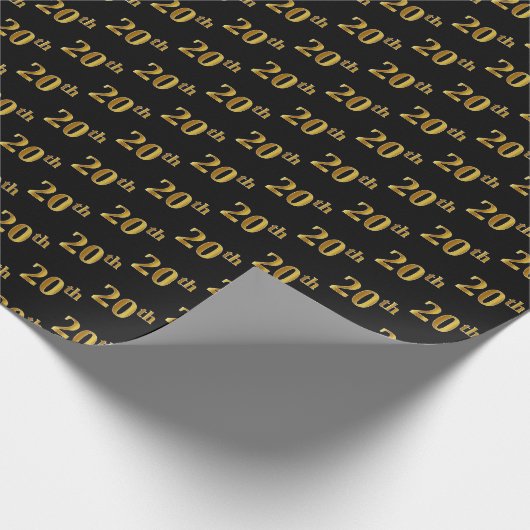 Black, Imitate Gold 20. (20.) Event Geschenkpapier (Ecke)