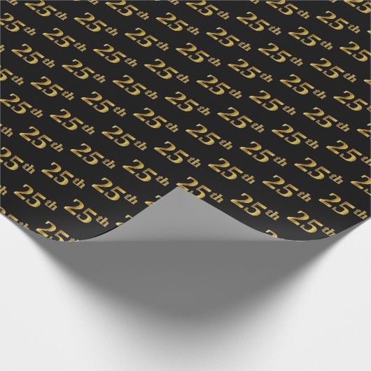 Black, Imitate Gold 25. (25.) Event Geschenkpapier (Ecke)